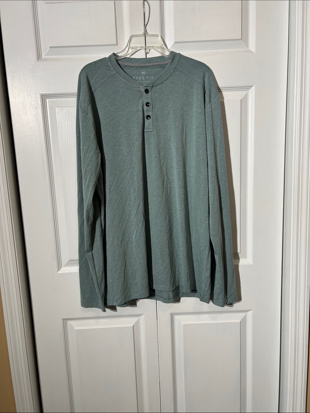 Free Fly Men’s Size 3XL Long Sleeve Henley T Shirt Green Long Sleeves Tee